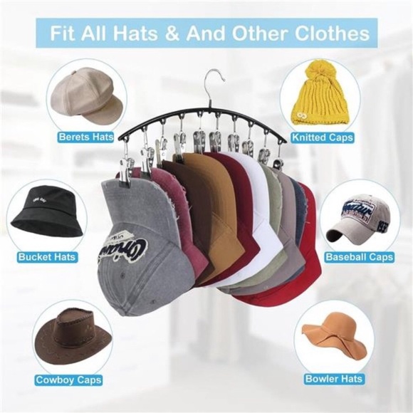 2 Pack Hat Hangers for Closet, Metal Hat Organizer Holder & Room Closet Display - Picture 5 of 7